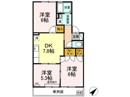 パークメゾンB(3DK/1階)の間取り写真