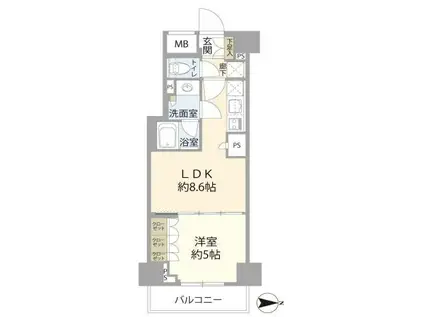 クレヴィア小石川後楽園(1LDK/3階)の間取り写真