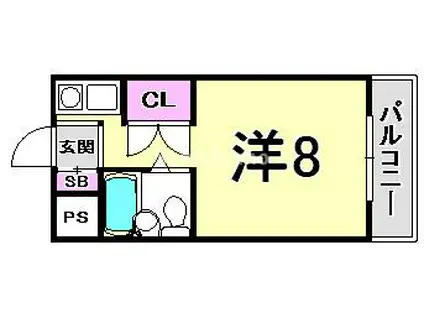 ルーブル西灘(ワンルーム/3階)の間取り写真