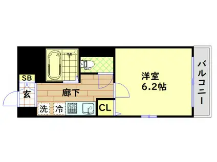 ルミエール西長堀(1K/7階)の間取り写真