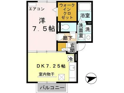 ヴィヴレ堀川(1DK/1階)の間取り写真