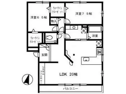 ラグジュアリ松永(2LDK/2階)の間取り写真