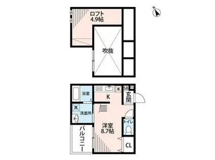 エルフパパ庄内緑地エルフパパショウナイリョク(ワンルーム/1階)の間取り写真