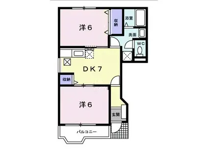 サンバースト B(2DK/1階)の間取り写真