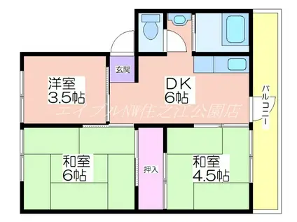 シャトーポール3(3DK/5階)の間取り写真