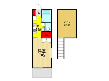 メゾン・ド・エスポアール(1K/1階)の間取り写真