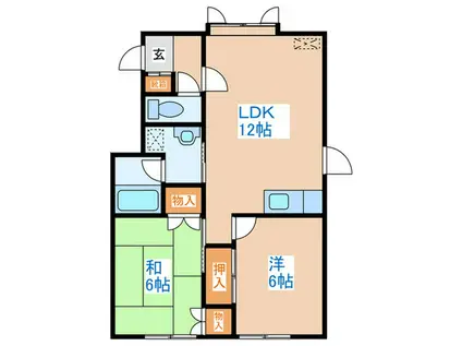 サンハイツB(2LDK/2階)の間取り写真