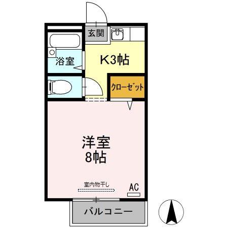 サンライフ向日葵(ワンルーム/1階)の間取り写真