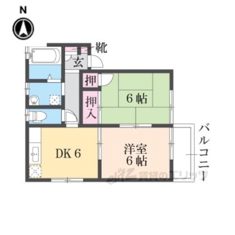 ビレッジ堀川(2DK/2階)の間取り写真