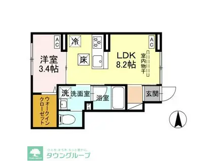 セレスティア竹ノ塚 A棟(1LDK/1階)の間取り写真