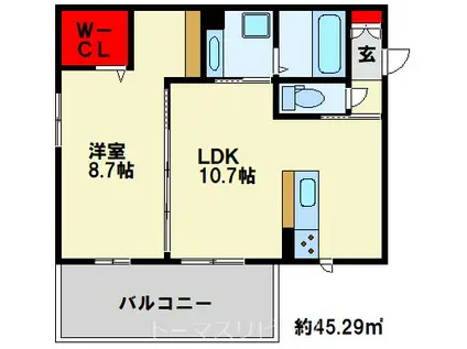 SHIZUKA 大里(1LDK/1階)の間取り写真