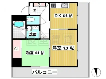 ネオハイツ大須(2DK/11階)の間取り写真