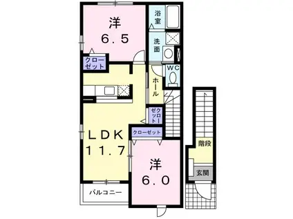 JR宇都宮線 矢板駅 バス乗車時間:10分 最寄りバス停で下車 徒歩3分 2階建 築21年(2LDK/2階)の間取り写真