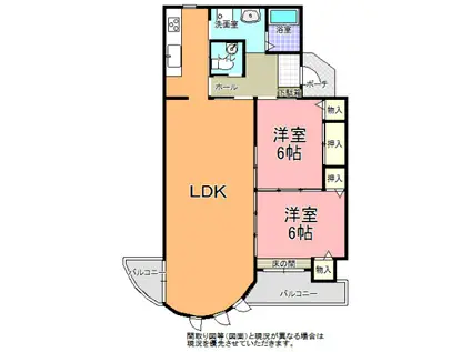 聖城マンション(2LDK/7階)の間取り写真
