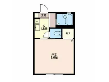 リヴェール鈴鹿C棟(1K/1階)の間取り写真