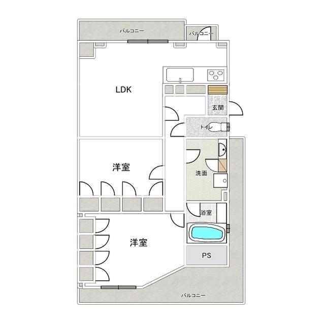 UFU-M2(2LDK/2階)の間取り写真