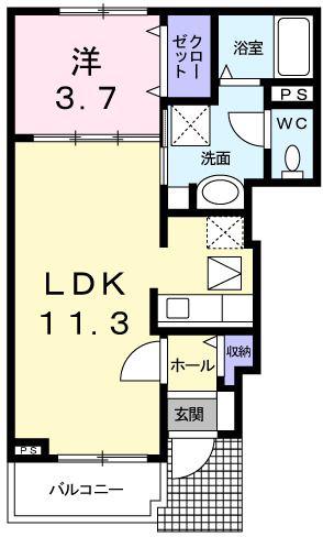 モンテローザ(1LDK/1階)の間取り写真