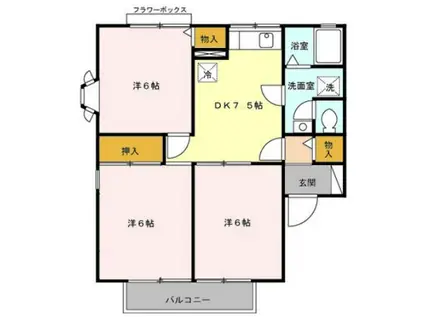 リヴェール高沢A(3DK/2階)の間取り写真