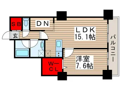 ロイヤルパークスタワー南千住(1LDK/33階)の間取り写真
