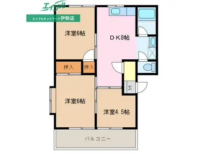 ウエストリバー(3DK/3階)の間取り写真