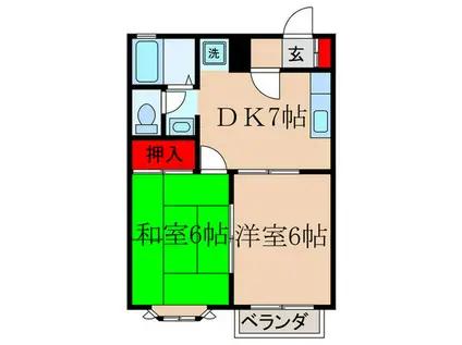大泉学園グリーンコーポ(2DK/1階)の間取り写真