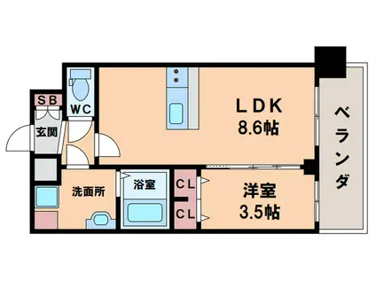 プレサンス天王寺ヴィヴァン(1LDK/8階)の間取り写真