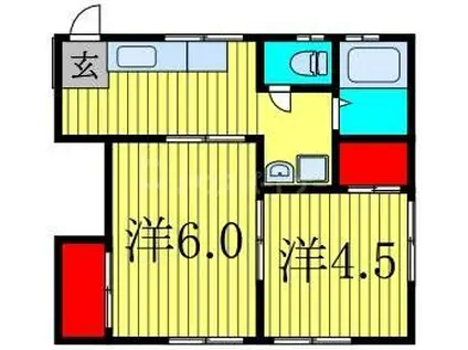 コーポ染谷(2K/2階)の間取り写真