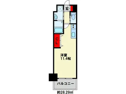ERUZAGLANZ黄金(ワンルーム/14階)の間取り写真