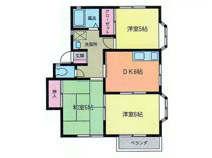 ウイングエースI(3DK/2階)の間取り写真