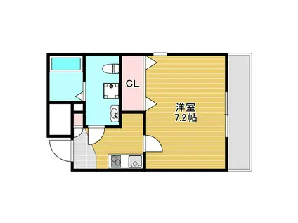 ウインズコート天神(1K/1階)の間取り写真