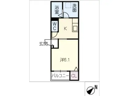 LECOCON知立(1K/3階)の間取り写真