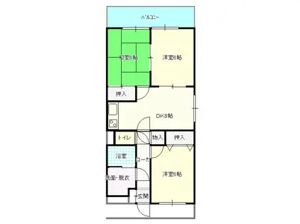 ラ・ポートすわ(3DK/3階)の間取り写真