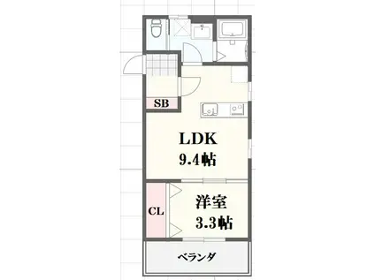 フェリーチェ浜の宮公園(1LDK/3階)の間取り写真