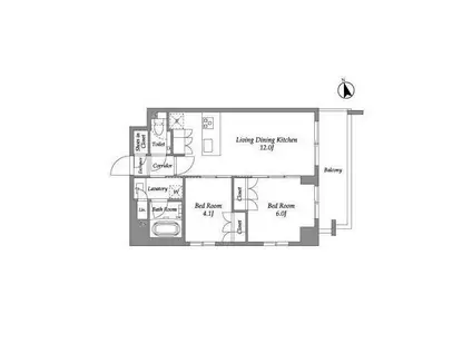 エネシャル代官山(2LDK/4階)の間取り写真