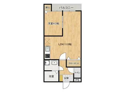 FUKUREA(1LDK/1階)の間取り写真