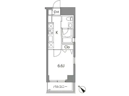 カスタリア中目黒(1K/4階)の間取り写真
