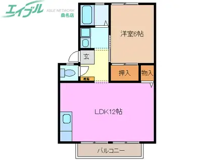 コリーナエスペランサC棟(1LDK/1階)の間取り写真