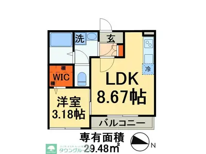 AJ蘇我イーストIV(1LDK/1階)の間取り写真