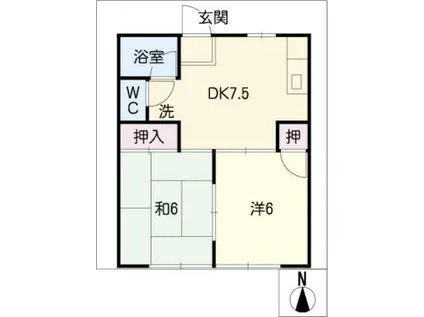皆米コーポ(2DK/1階)の間取り写真