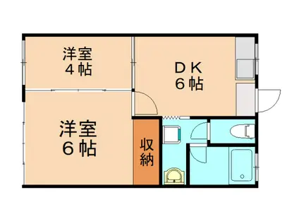 サーフサイドビル通谷(2DK/1階)の間取り写真