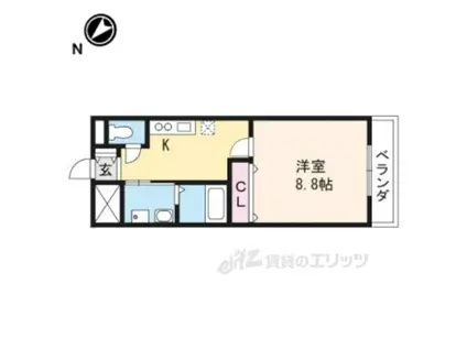 グランドシグナス(1K/2階)の間取り写真