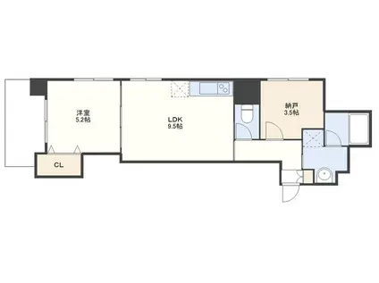CRECIA KATSUYAMA(1SLDK/9階)の間取り写真