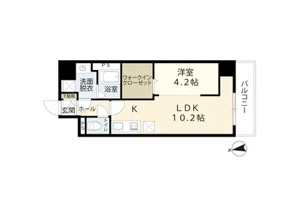 天理市マンション(1LDK/5階)の間取り写真