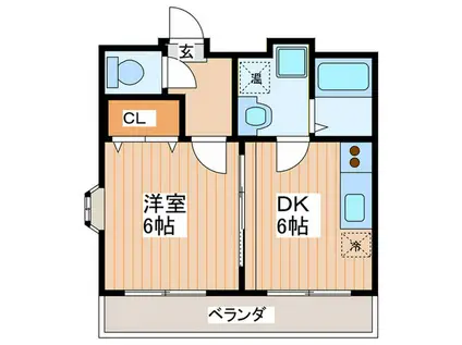 コーポラス高殿(1DK/3階)の間取り写真