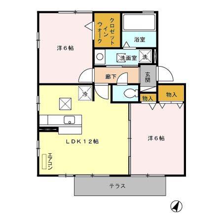 アネシスII(2LDK/1階)の間取り写真