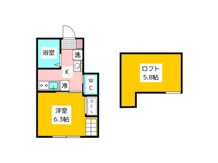 東村山市富士見町5丁目計画(1K/2階)の間取り写真