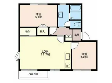 メゾン近(2LDK/1階)の間取り写真