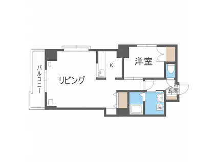 グランシェモア中島公園(1LDK/9階)の間取り写真