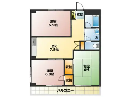 パークハイツ岡野(3DK/3階)の間取り写真