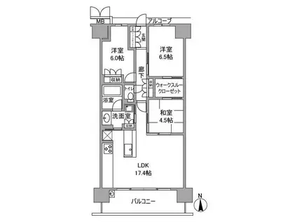 メイツブラン長岡京(3LDK/5階)の間取り写真